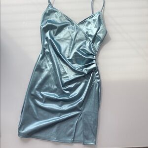 Elegant Blue Satin Dress